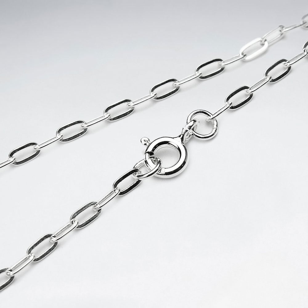 Long Cable Hammered 925 Silver Chain