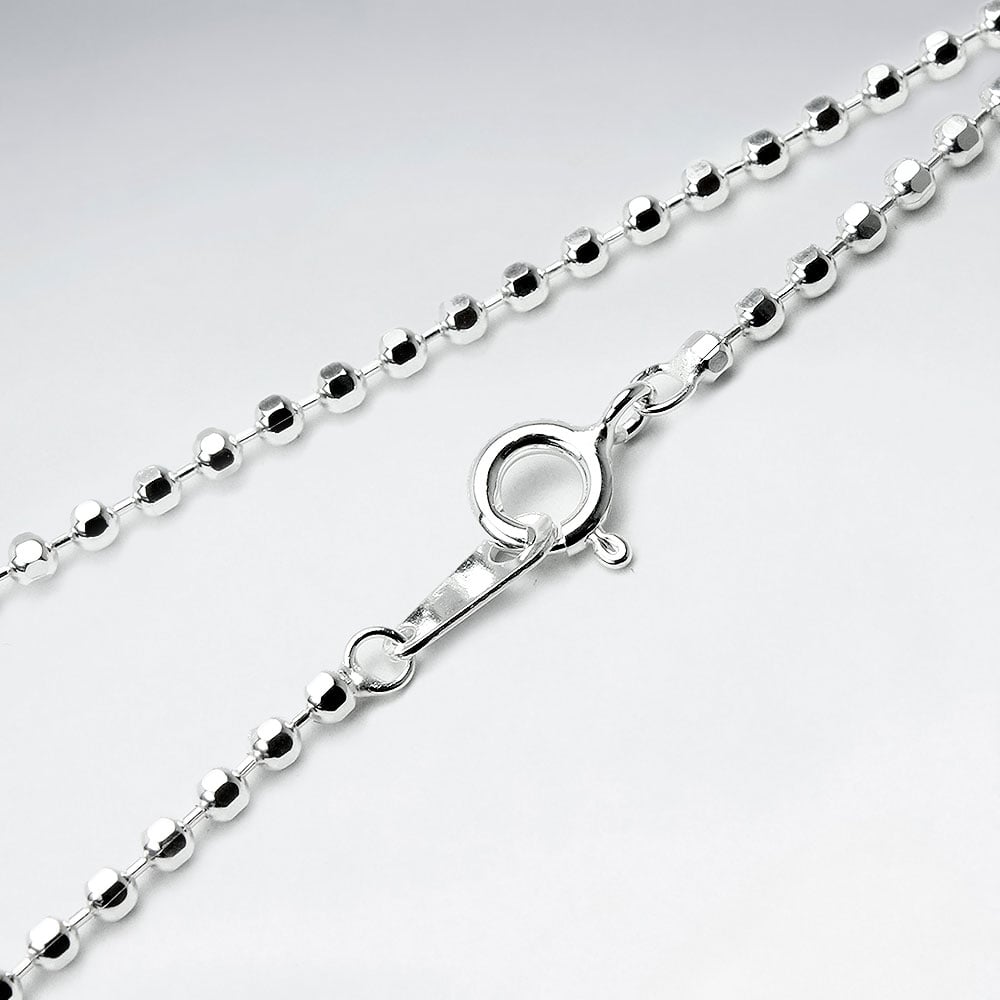 Ball Diamond Cut 925 Silver Chain