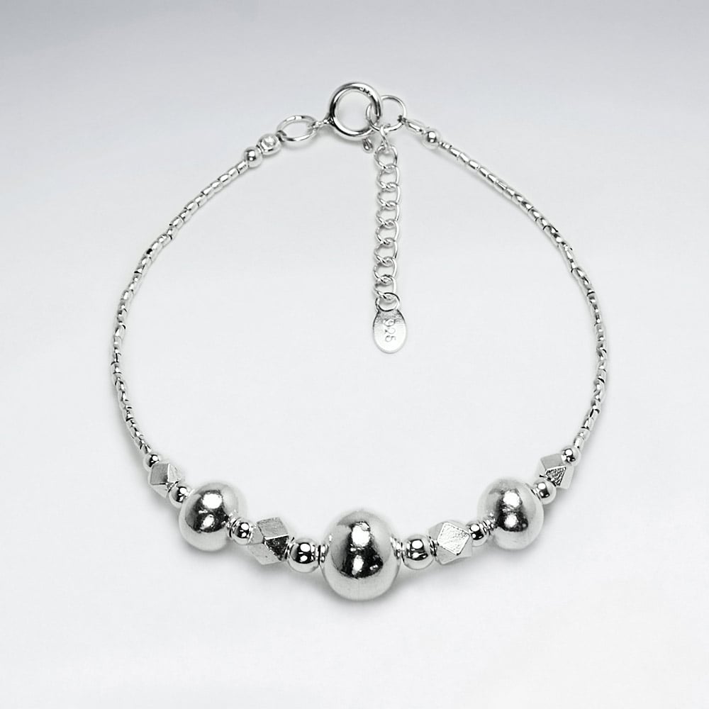 Thai Hand Made Silver Bracelet Adjustable Ball Bead