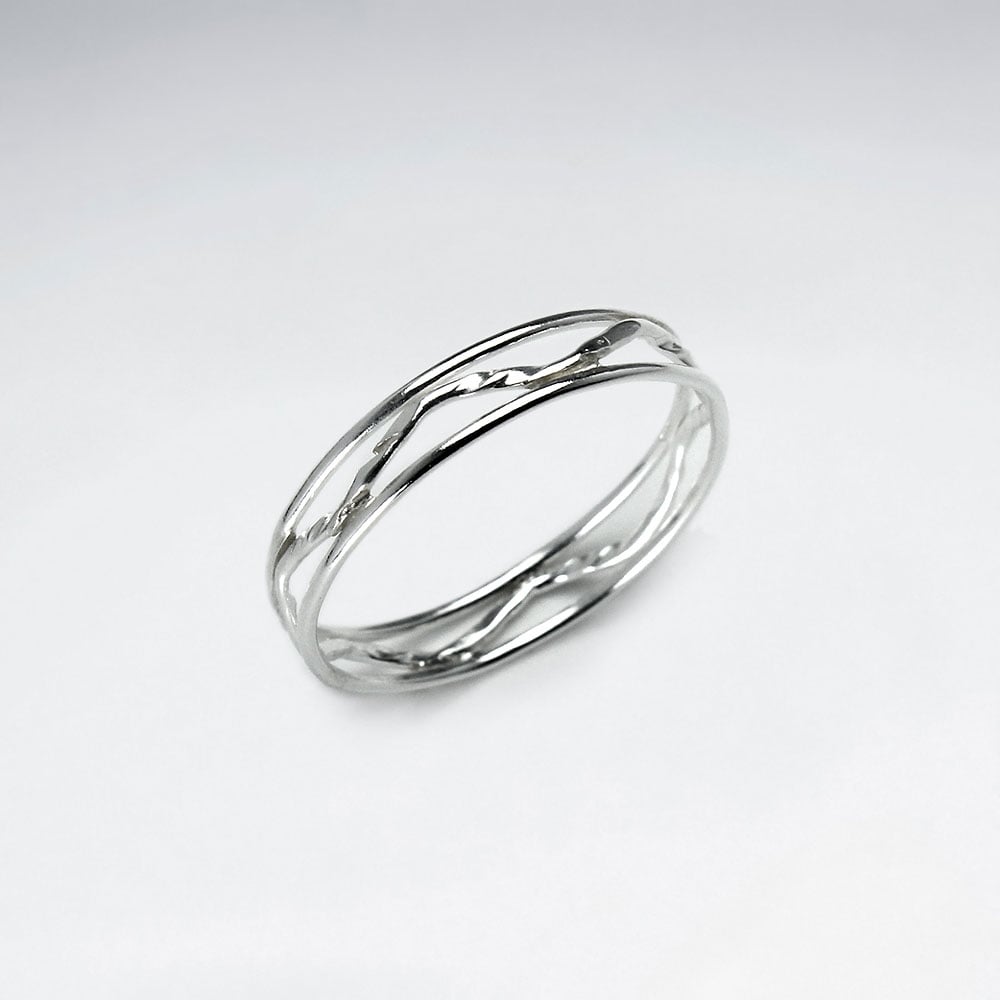 Openwork Band Sterling Silver Wave Ring