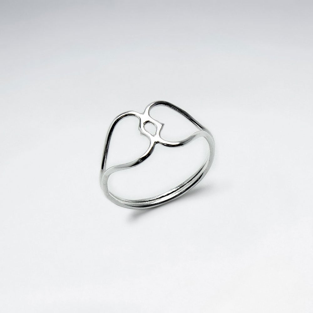 Sterling Silver Double Openwork Hearts Ring