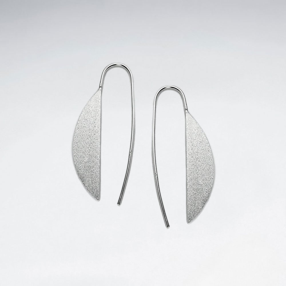 Matte Silver Half Fans Mod Threader Earrings