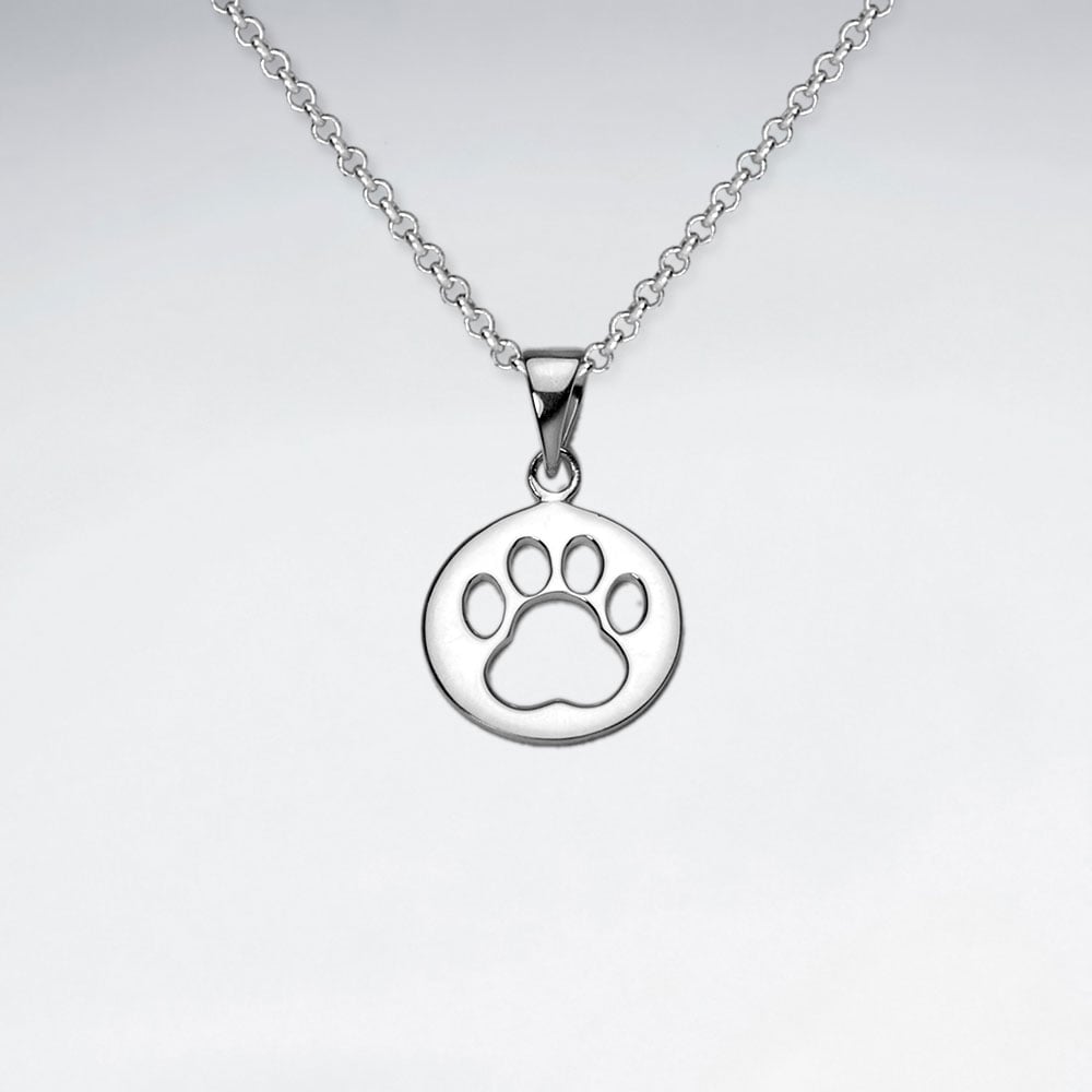 Sterling Silver Openwork Paw Print Pendant