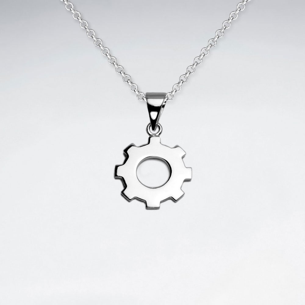 Sterling Silver Openwork Gear Pendant