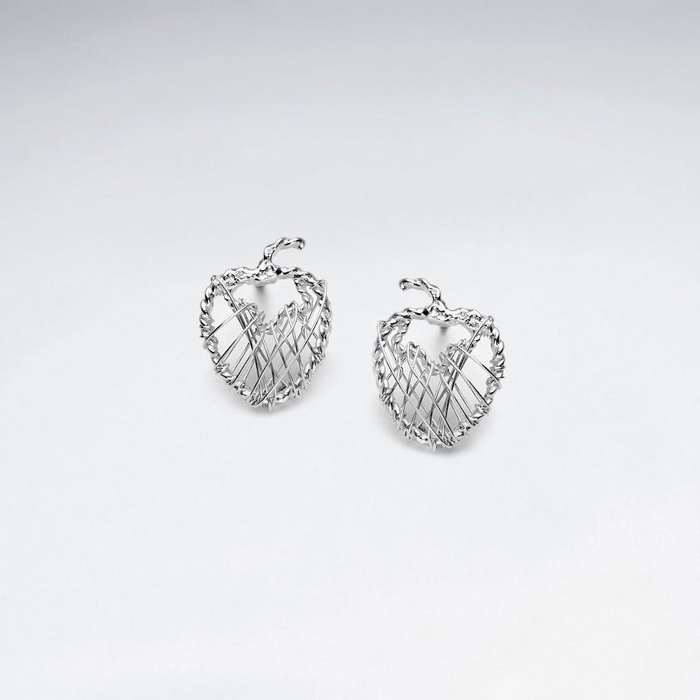 Silver Wirework Apple Stud Earrings