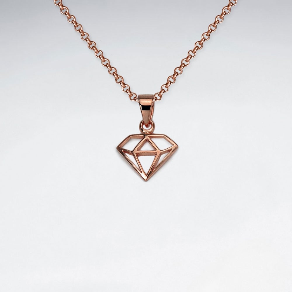 Openwork Sterling Silver Diamond Shape Pendant