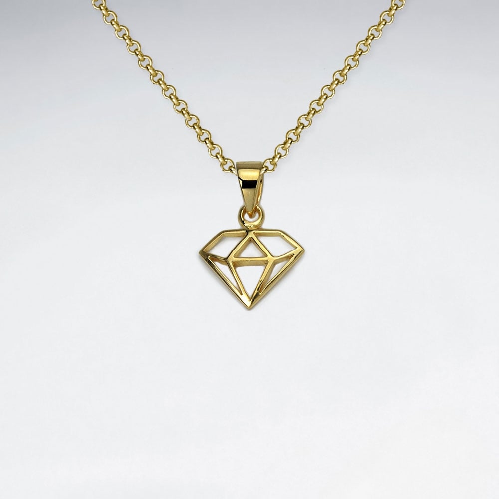 Openwork Sterling Silver Diamond Shape Pendant