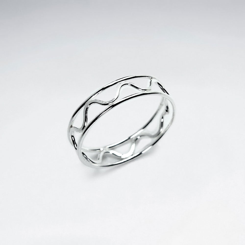 Sterling Silver Wavy Lines Ring