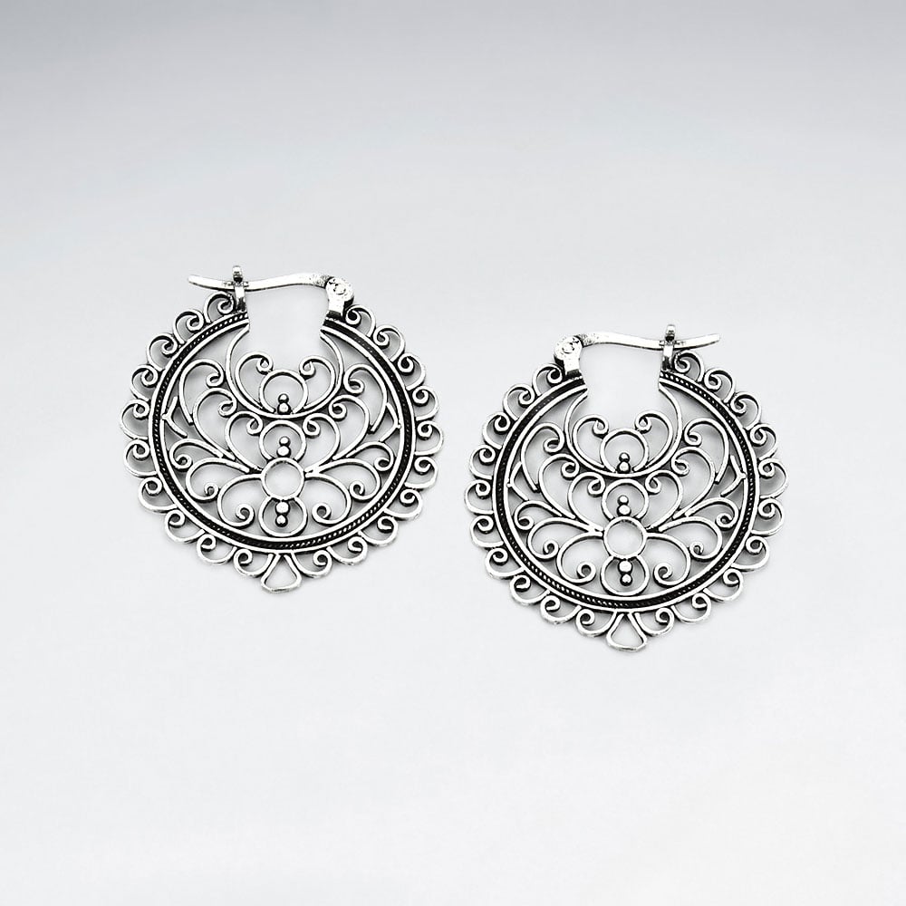 Sterling Silver Oxidized Filigree Earrings