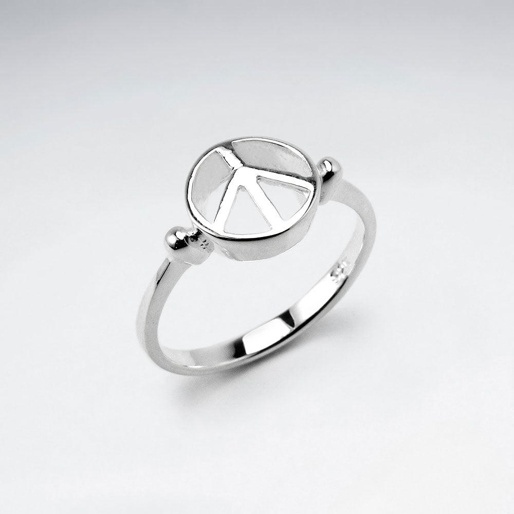 Sterling Silver Peace Sign Ring