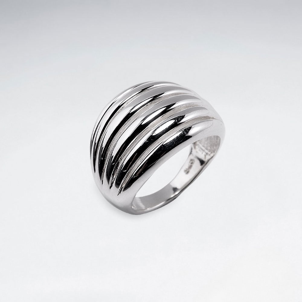 Sterling Silver Ribbed Fashion Ring