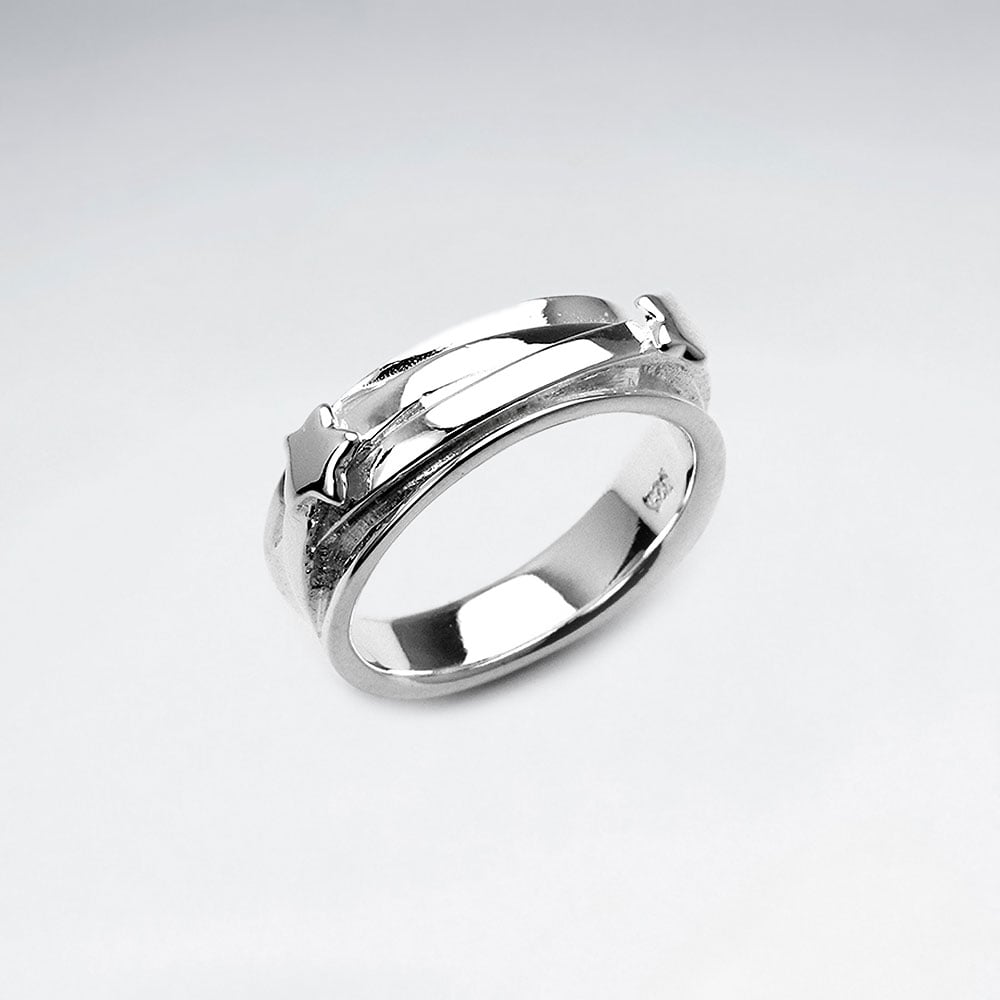 Sterling Silver Star Lines Ring