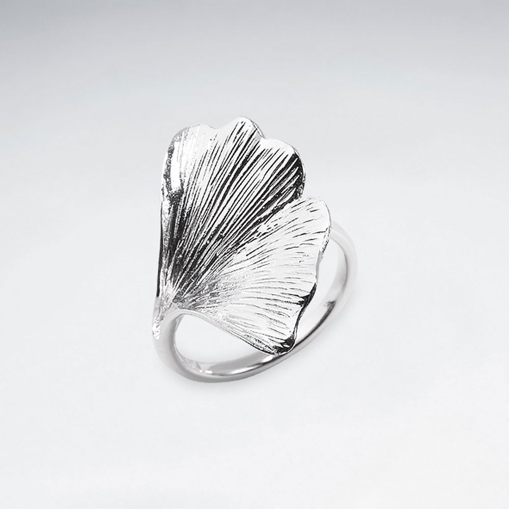 Sterling Silver Textured Palm Leaf Statement Ring