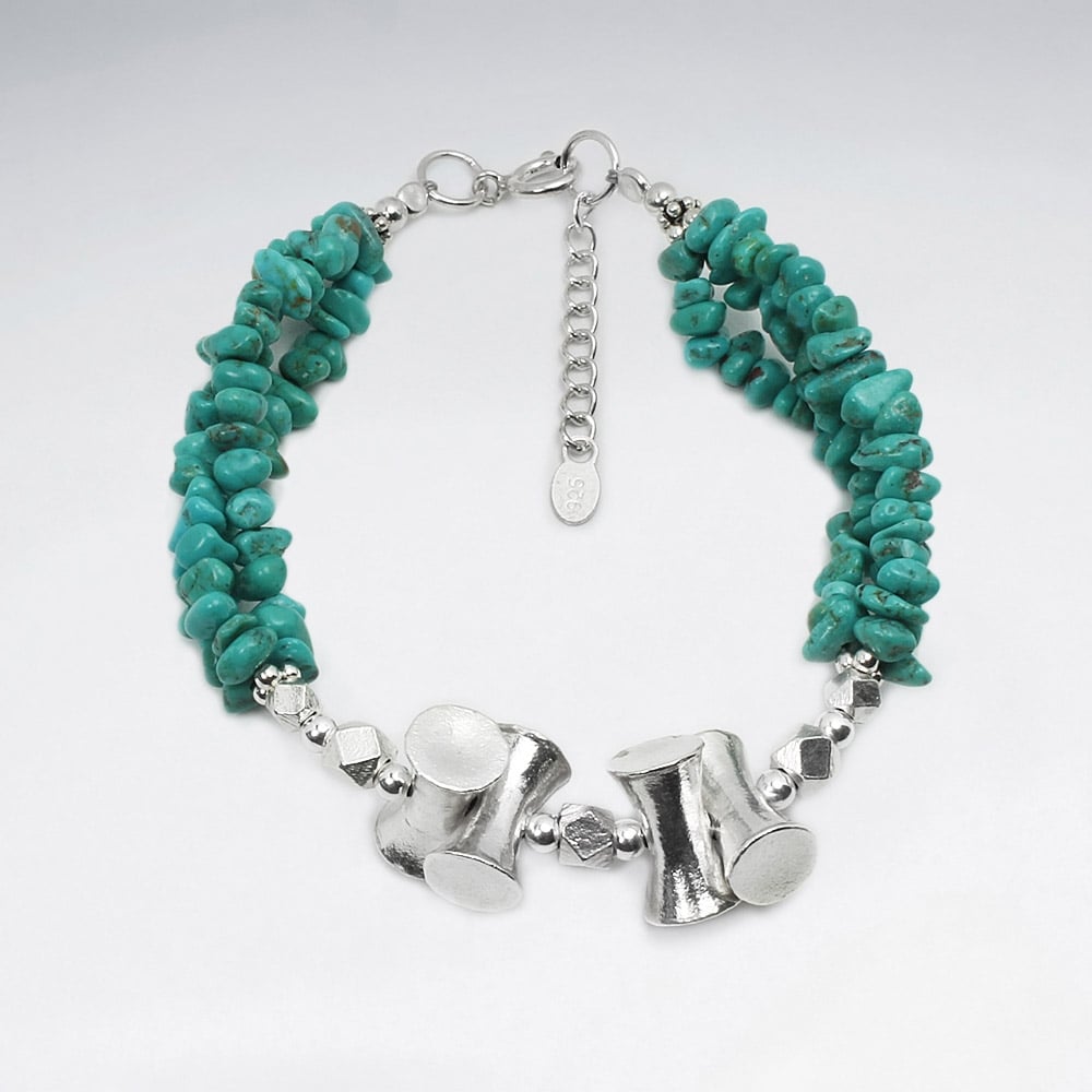 Double Strand Turquoise Bead & Charm Bracelet