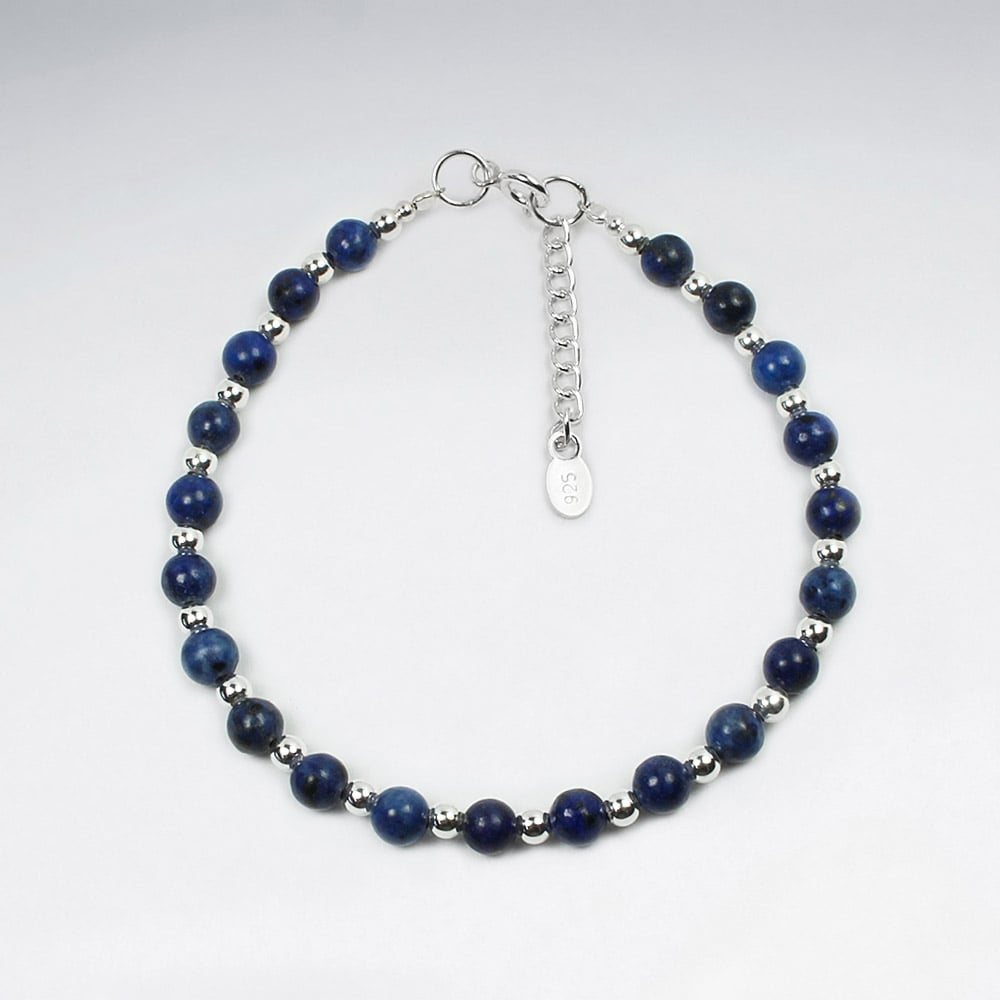 Lapis Lazuli Circle Beads Clasp Bracelet