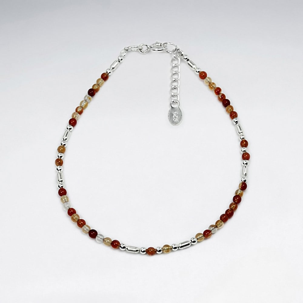 Dainty Carnelian Bead Bracelet