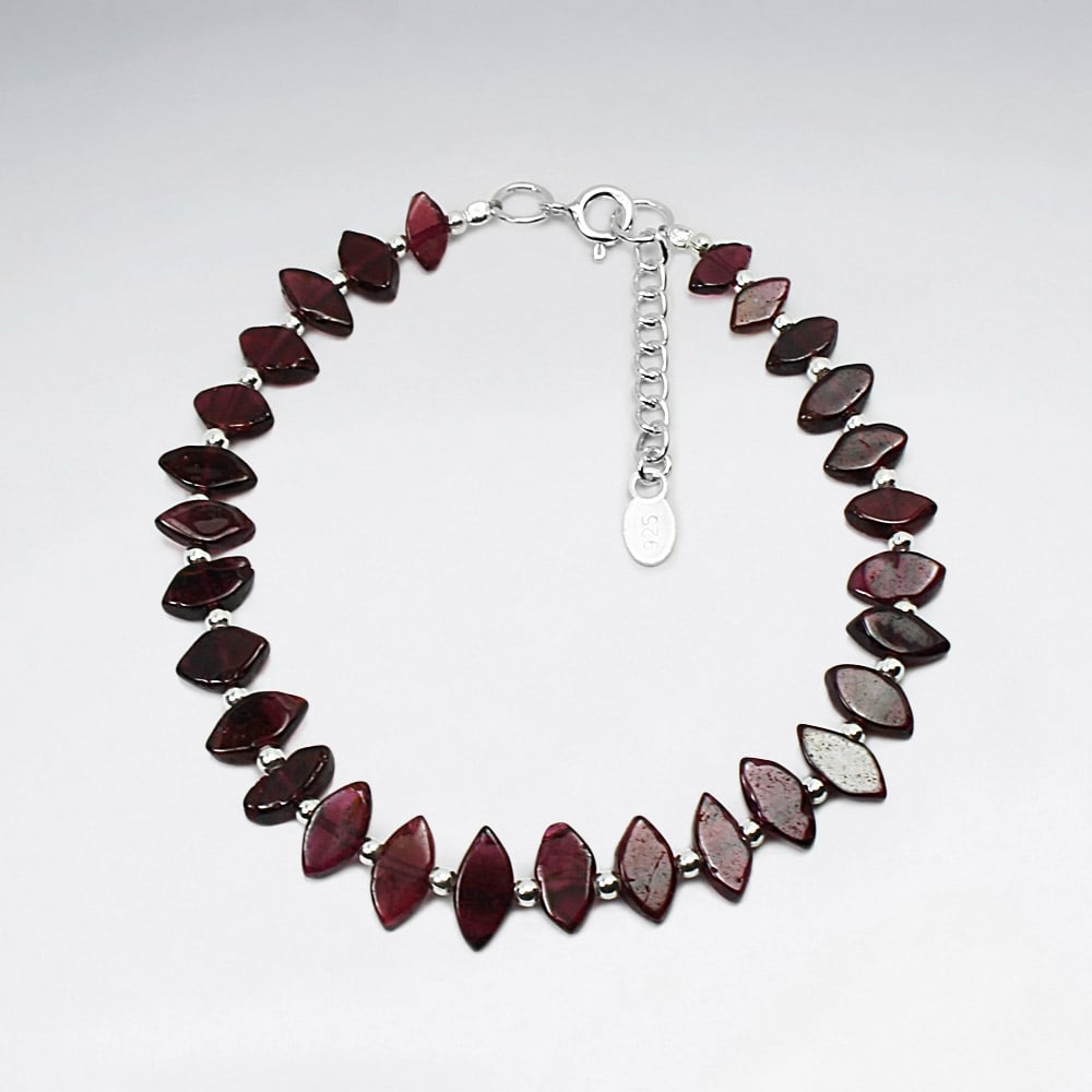 Garnet Cut & Sterling Silver Bracelet