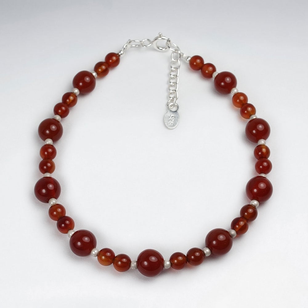 Carnelian Ball & Sterling Silver Bracelet