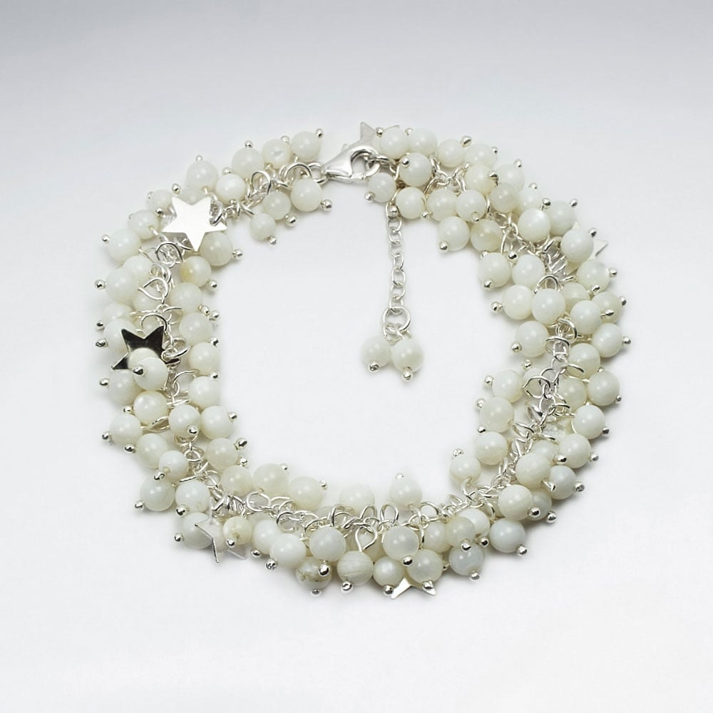 Citrin Bead & Star Charms Dangle Bracelet