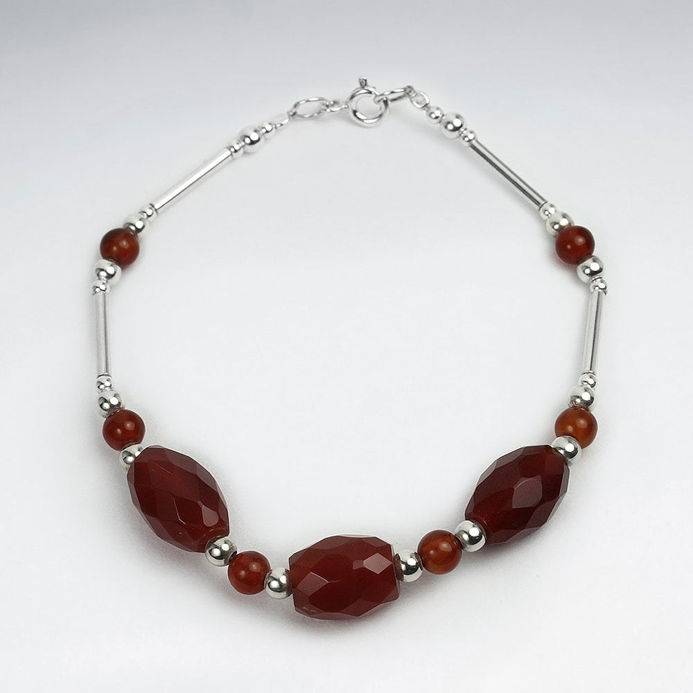 Black Stone Faceted Oval Bead Bracelet