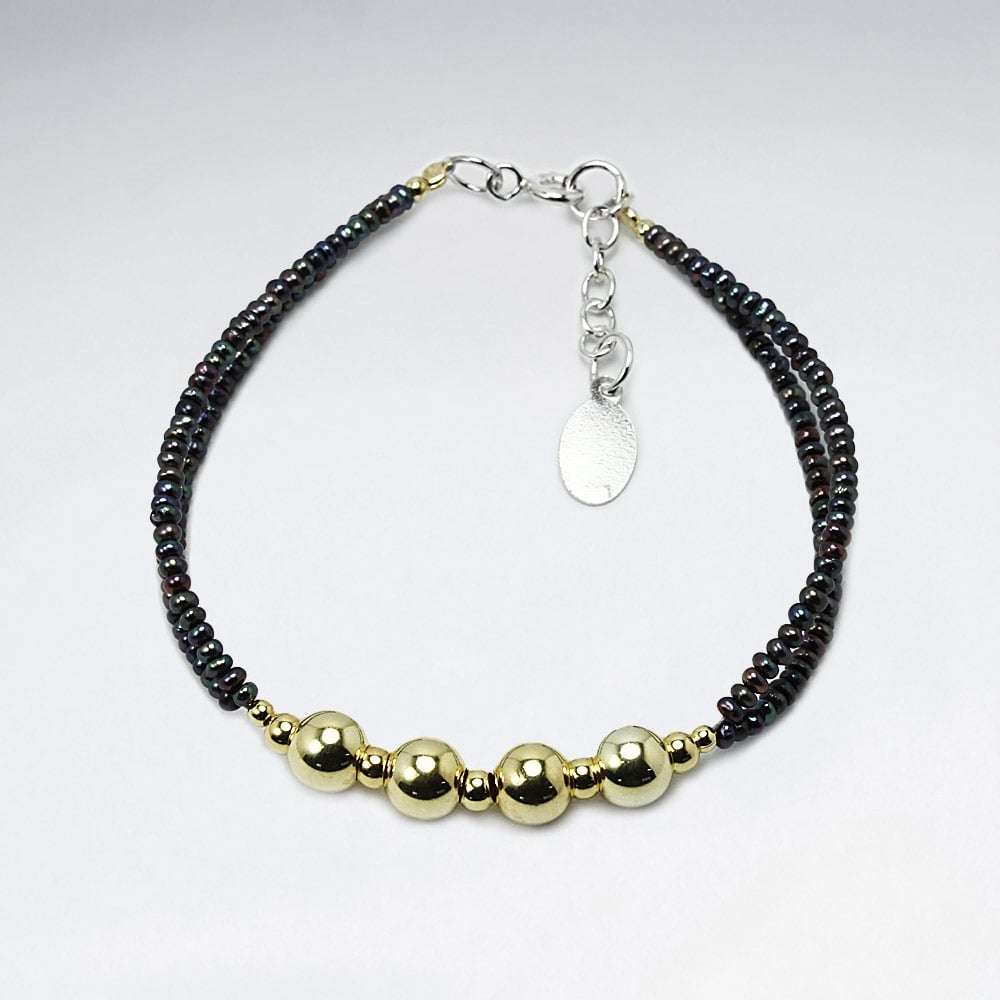 Black Pearl Double Strand Accent Bracelet