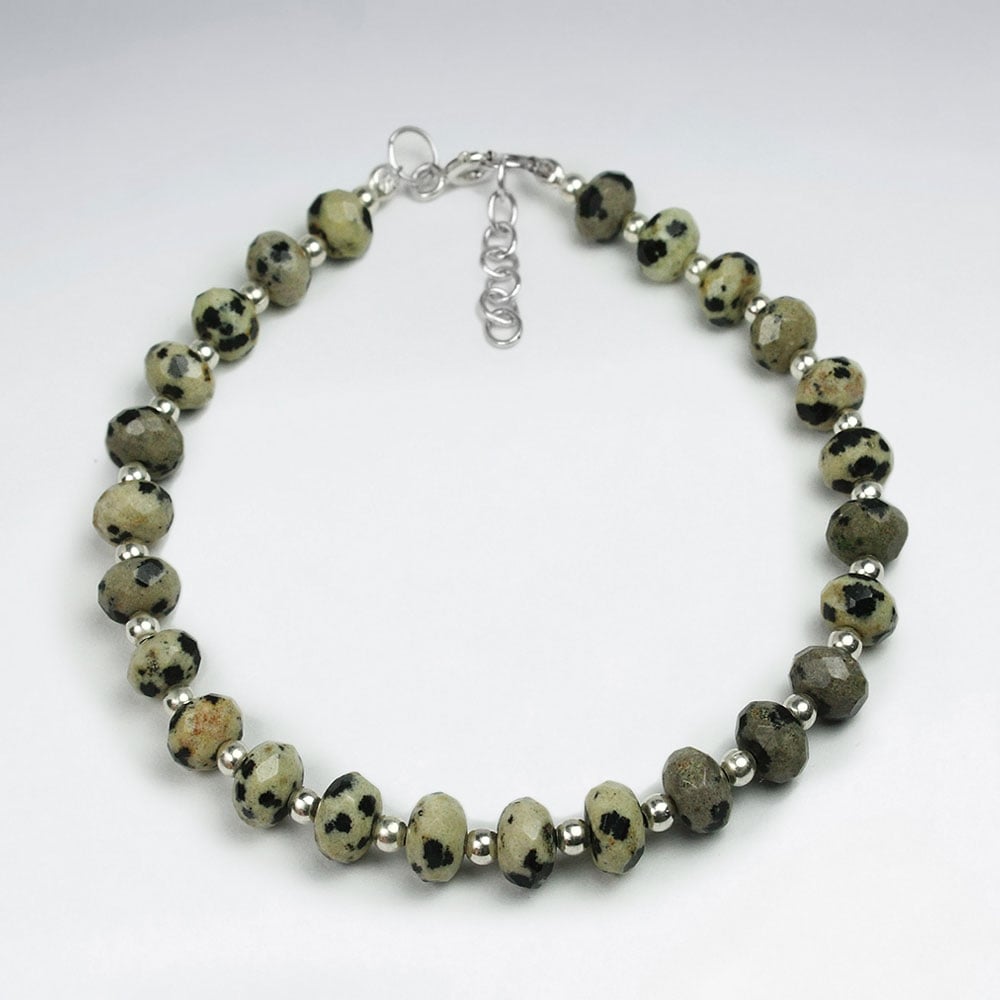 Dalmatine Jasper Faceted Bead Bracelet