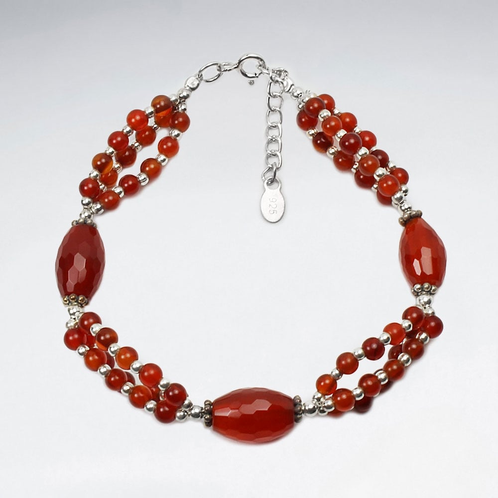 Elegant Occasions Carnelian Ball and Oval Bead Bracelet
