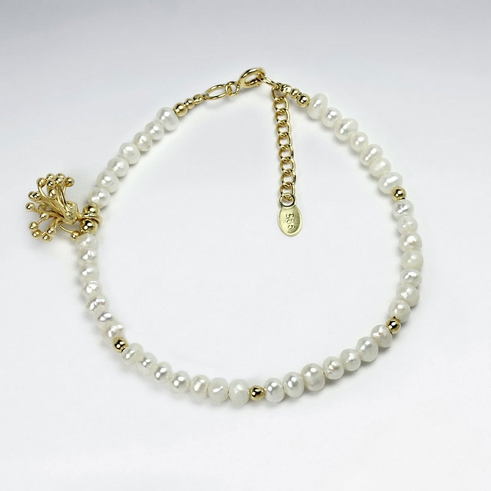 Pearl & Sterling Silver Charm Bracelet