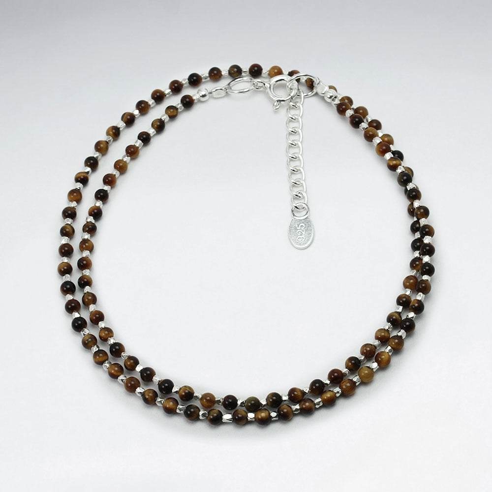 Tiger Eye Double Strand Ball Bead Bracelet