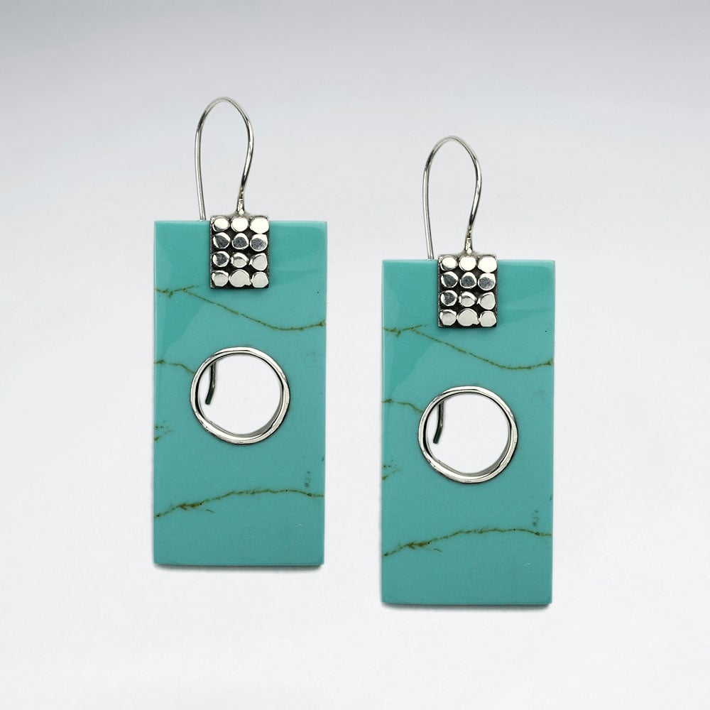 Rectangle Turquoise Mirror Earrings