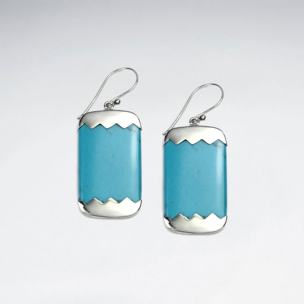 Turquoise Rectangle Sterling Silver Earrings