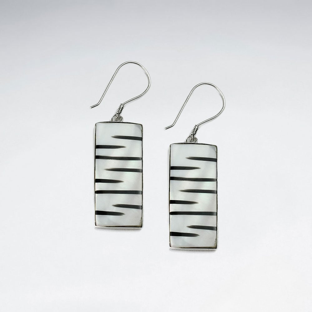 White Zebra Shell Rectangle Earrings