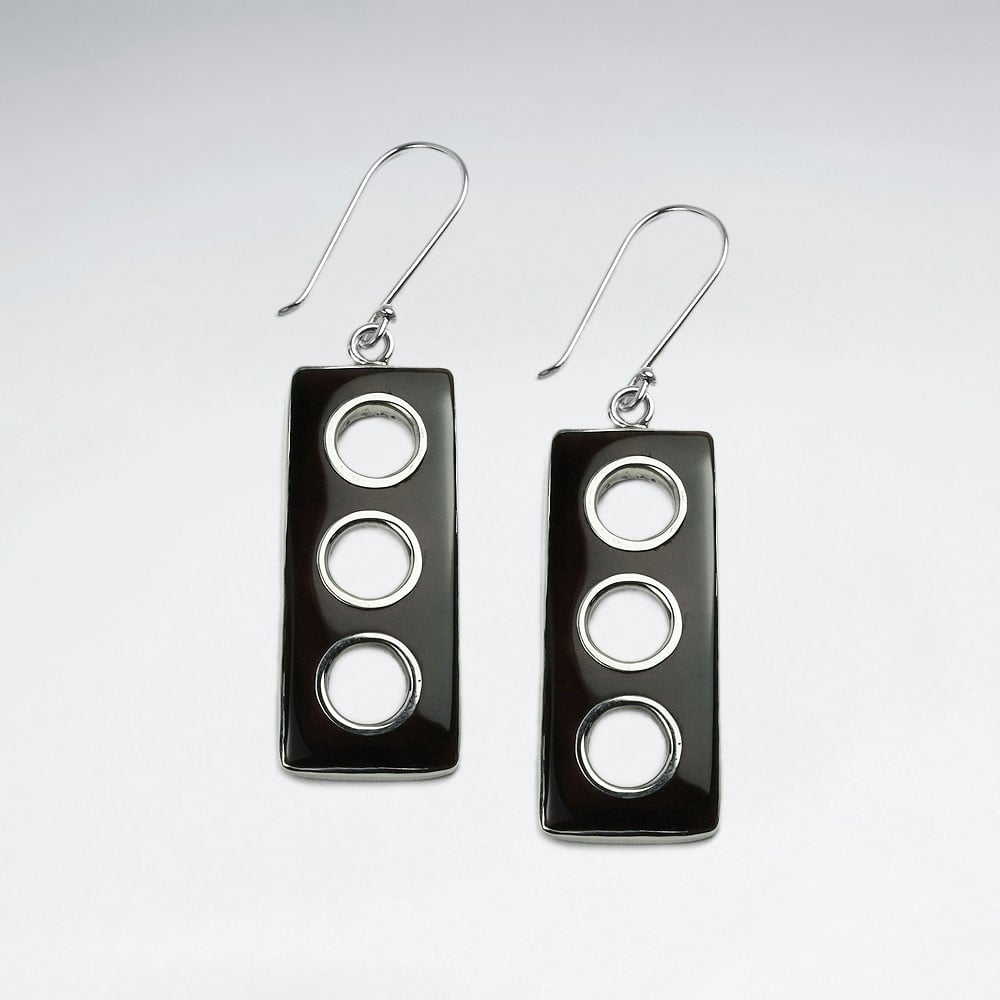 Betting Bang Shell Rectangle Triple Openwork Circles Dangle Earrings