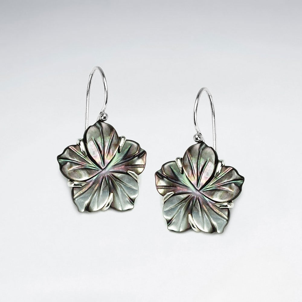 Abalone Flower Blossom Earrings
