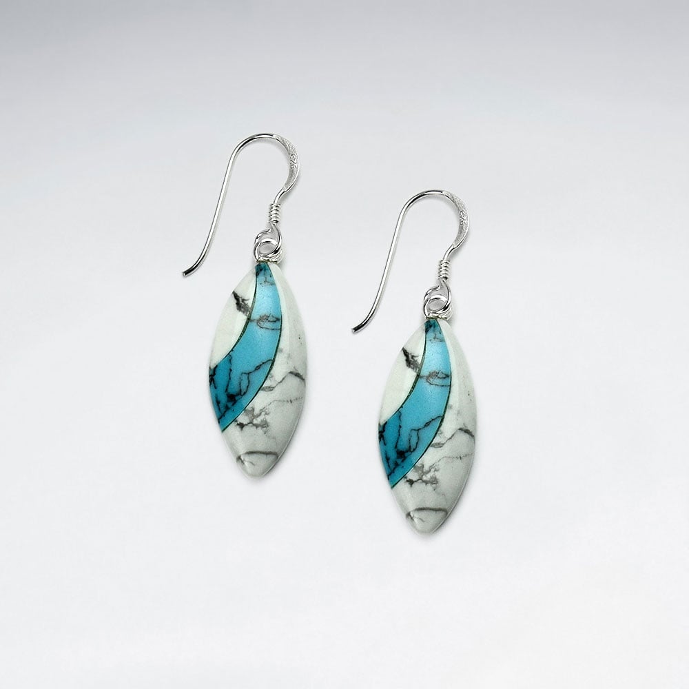 Howlite & Turquoise Marquis Dangle Hook Earrings