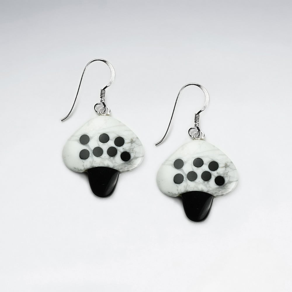 Howlite & Black Stone Acorn Earrings