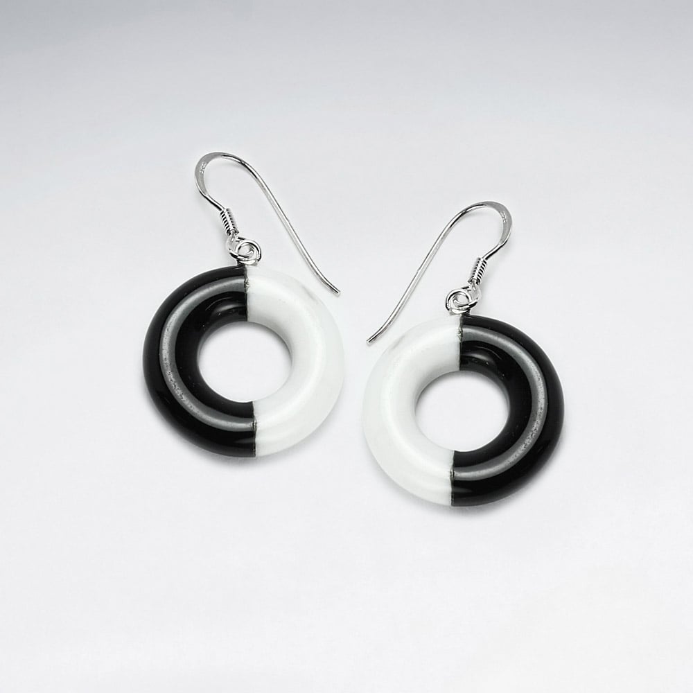 Open Circles Howlite & Black Stone Earrings