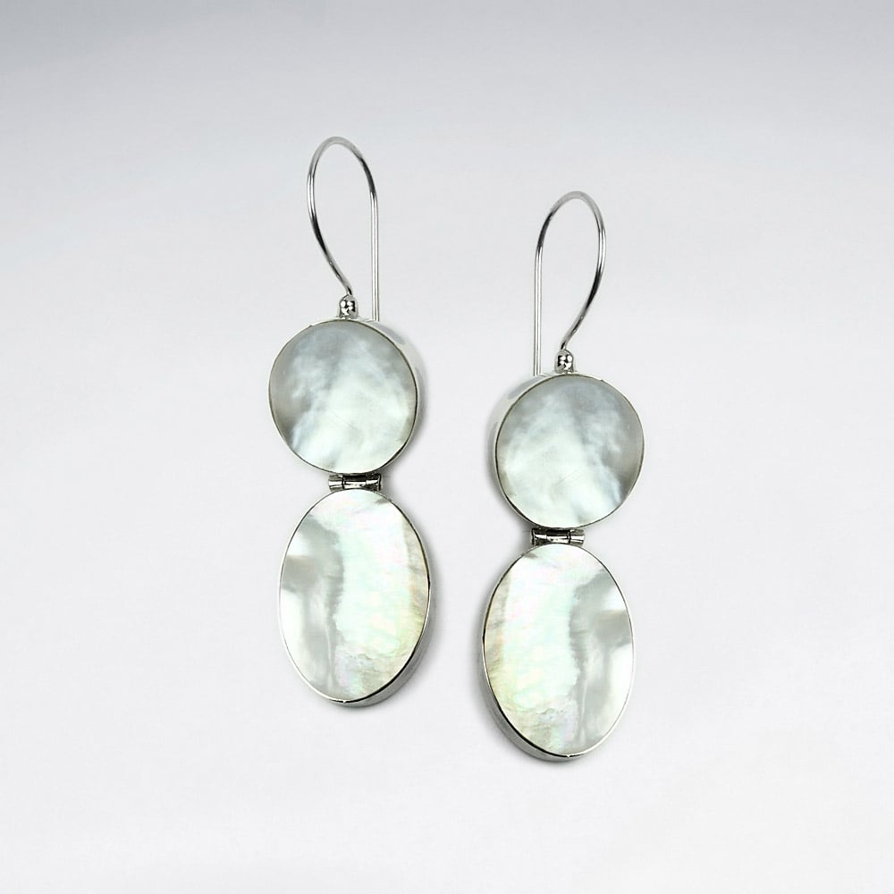 Mother Of Pearl Circle And Oval Dangle Earrings