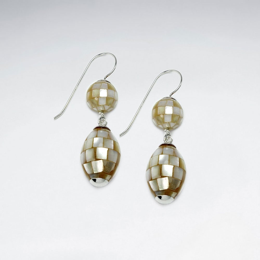 Mother Of Pearl Sparkleball Double Tiered Earrings