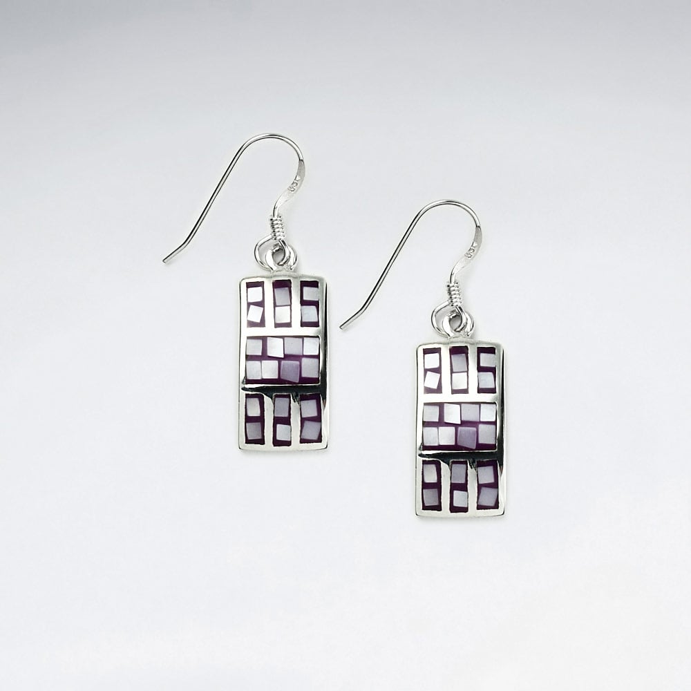 Bright Sterling Silver Shell Squared Earrings