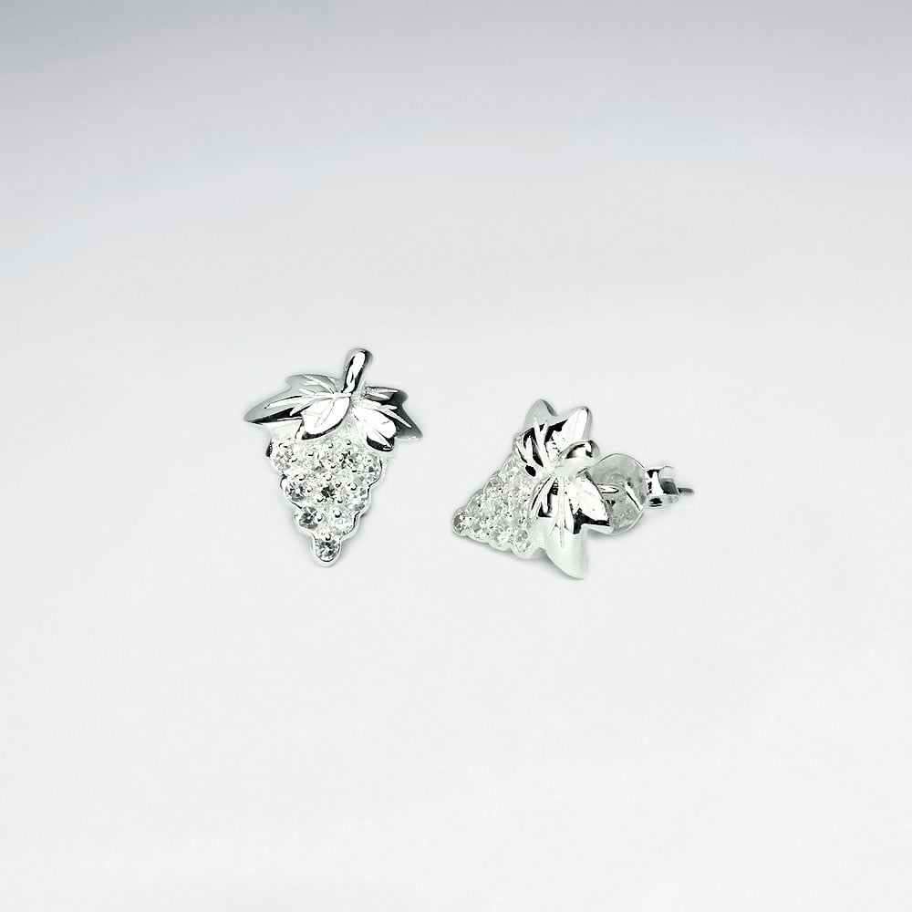 CZ and Silver Grape Stud Earrings
