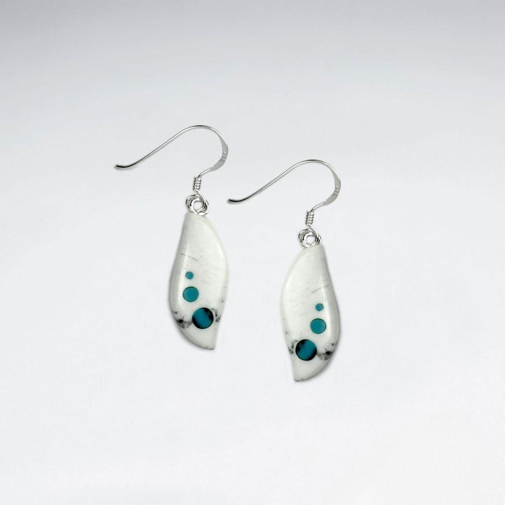 Howlite & Black Stone Dotted Organic Style Dangle Earrings
