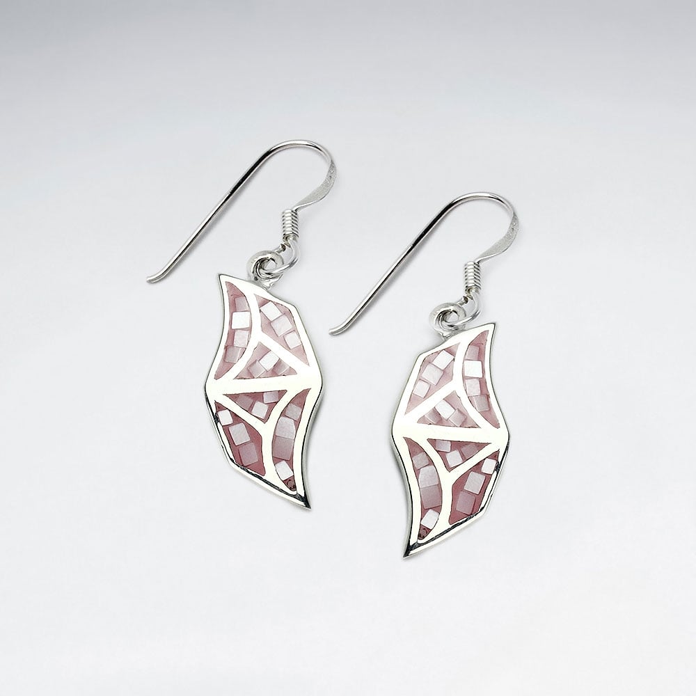 Shell and Silver Sweeping Lines Organic Shape Dangle Earrings