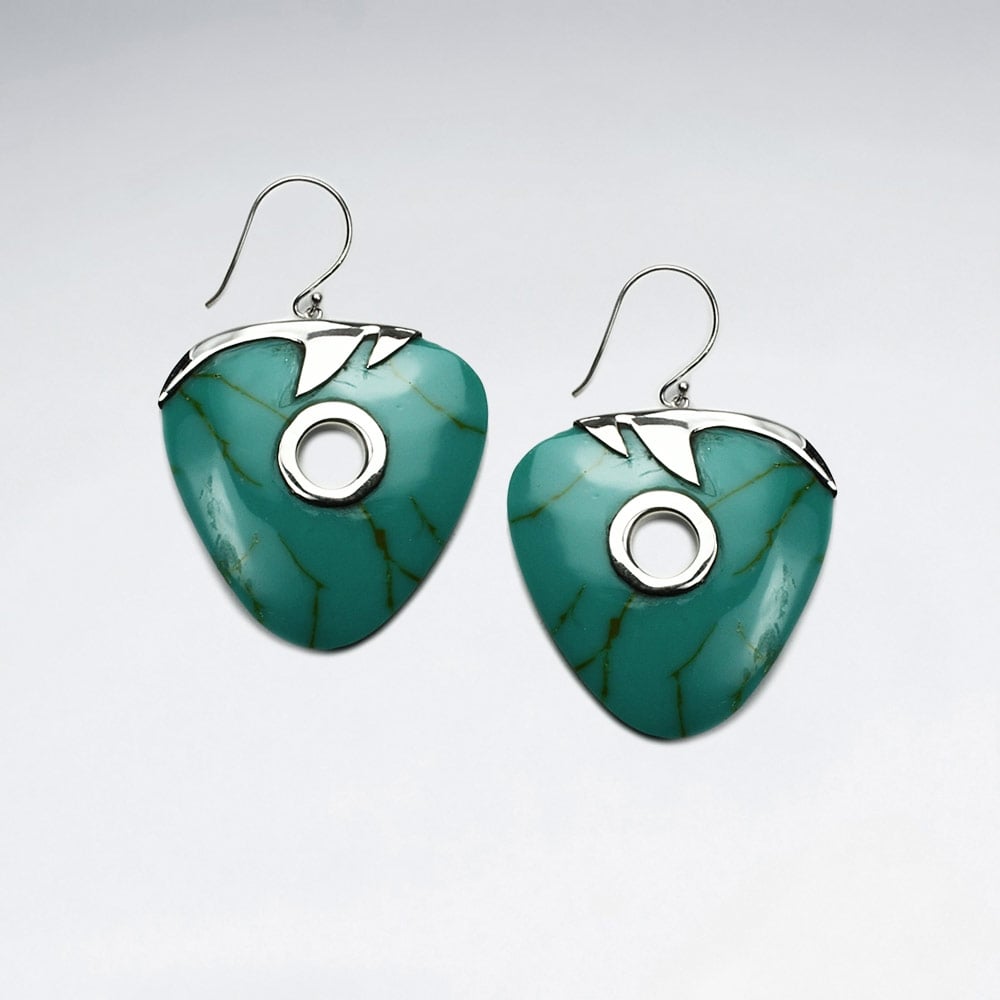 Triangle Turquoise & Silver Earrings
