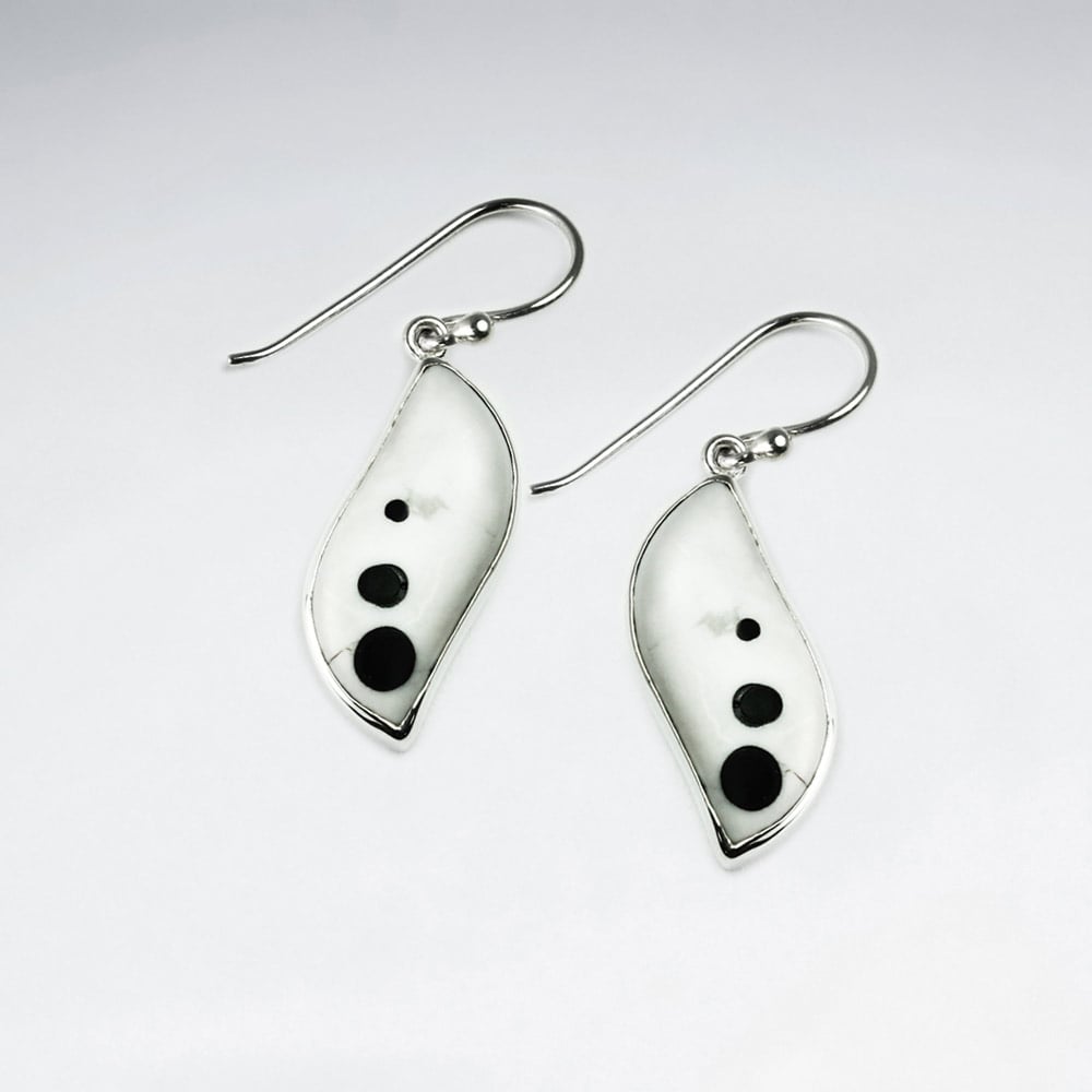 Howlite Organic Silhouette Spotted Dangle Hook Earrings