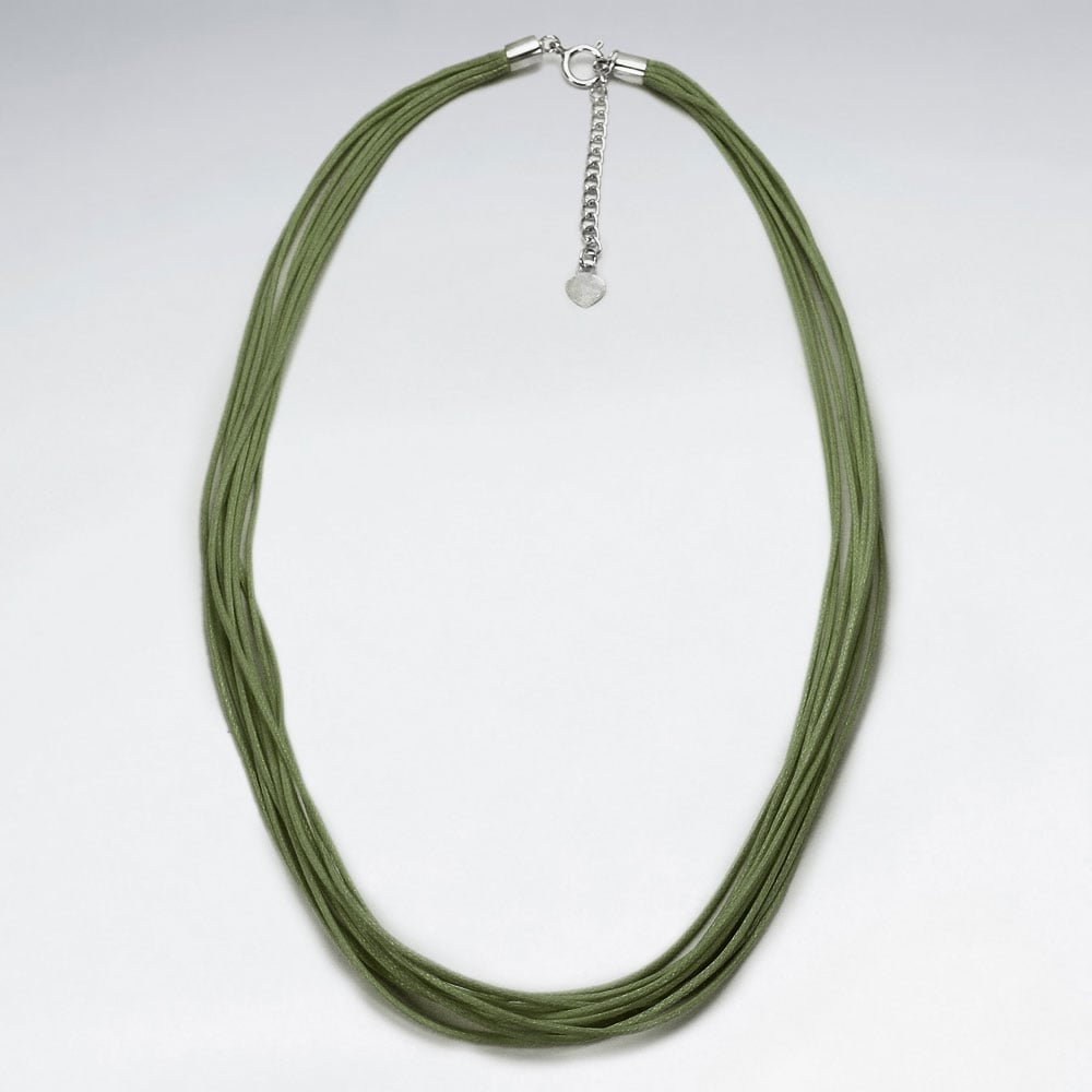 Sterling Silver Multi-Cord Cotton Necklace