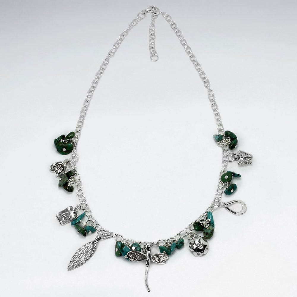 Silver & Turquoise Charm Necklace
