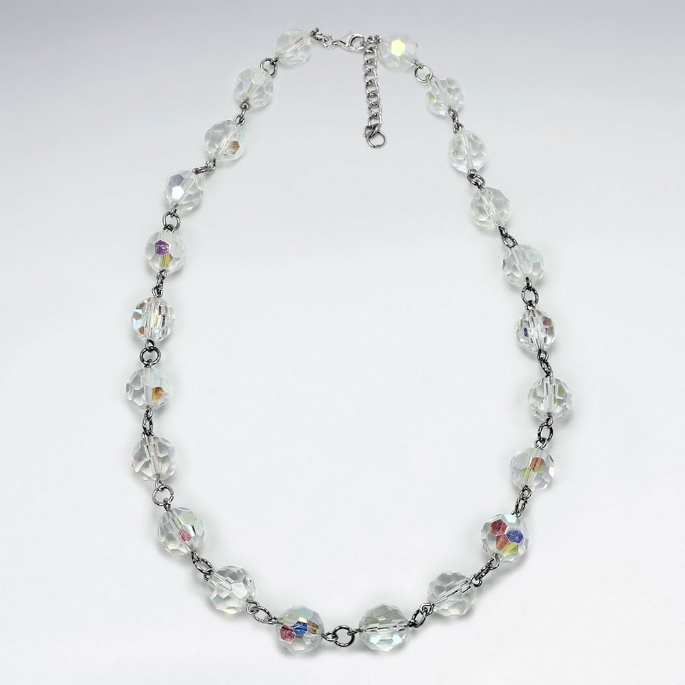 Feminine Sophistication Silver Crystal Necklace