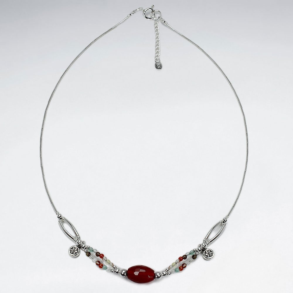 Sterling Silver Regal Elegance Fancy Jasper & Carnelian Necklace