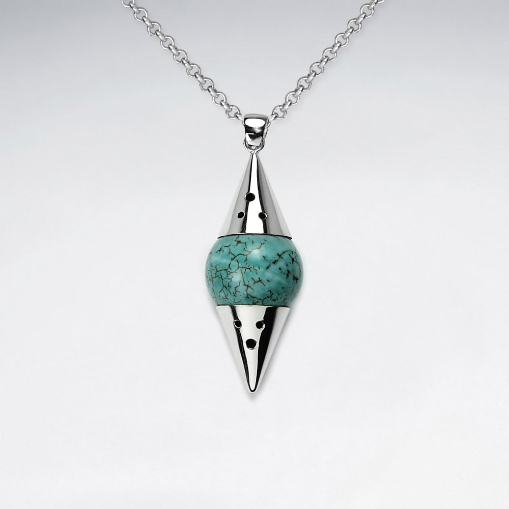 Howlite & Sterling Silver Bullet Pendant